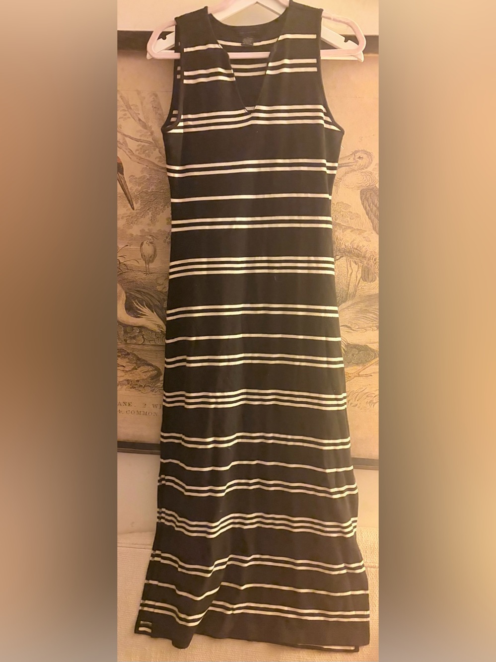 * The Limited Dark Navy & White Stripe Maxi Cotton Knit Tank Dress SZ Medium *
